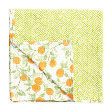 Load image into Gallery viewer, Caspari Reversible Kantha Table Cover in Orange Grove