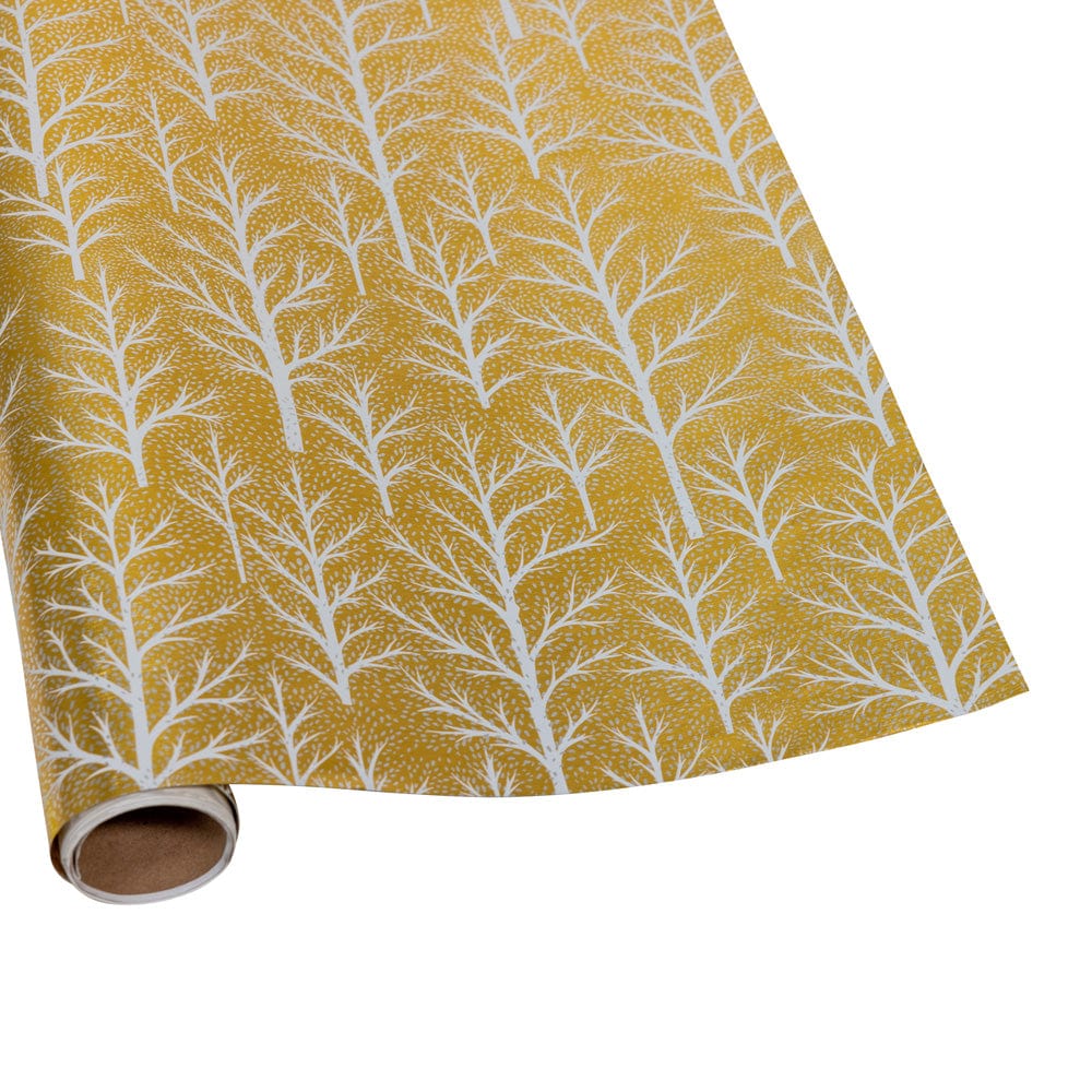 Caspari Winter Trees Gold & White Embossed Foil Gift Wrap - One 30