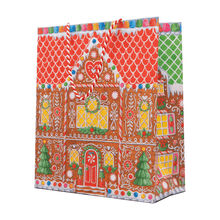 Load image into Gallery viewer, Caspari Gingerbread House Large Gift Bag 10&quot;L x 4.75&quot;W x 11.75&quot;H - includes 1 bag