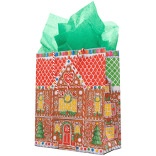 Load image into Gallery viewer, Caspari Gingerbread House Large Gift Bag 10&quot;L x 4.75&quot;W x 11.75&quot;H - includes 1 bag