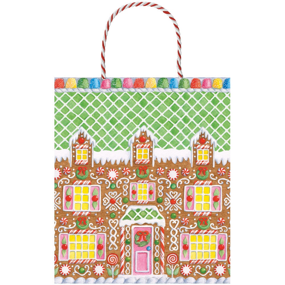 Caspari Gingerbread House Large Gift Bag 10