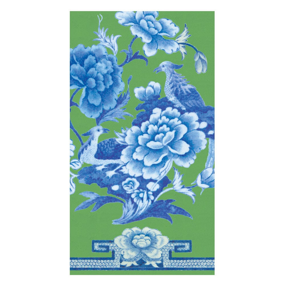 Caspari Green and Blue Plate Paper Guest Towel Napkins - Thumbnail 2
