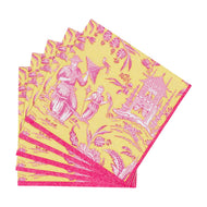 Caspari Silk Road Toile Chartreuse Napkin Cocktail