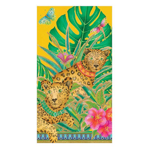 Caspari Leopards Paper Guest Towel Napkins in Yellow - 15 Per Package