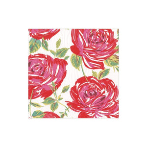 Caspari Bella Rosa Paper Cocktail Napkins in Red - 20 Per Package