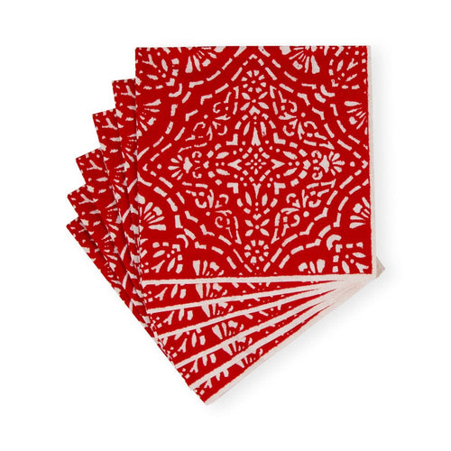 Caspari Annika Paper Cocktail Napkins in Red - 20 Per Package