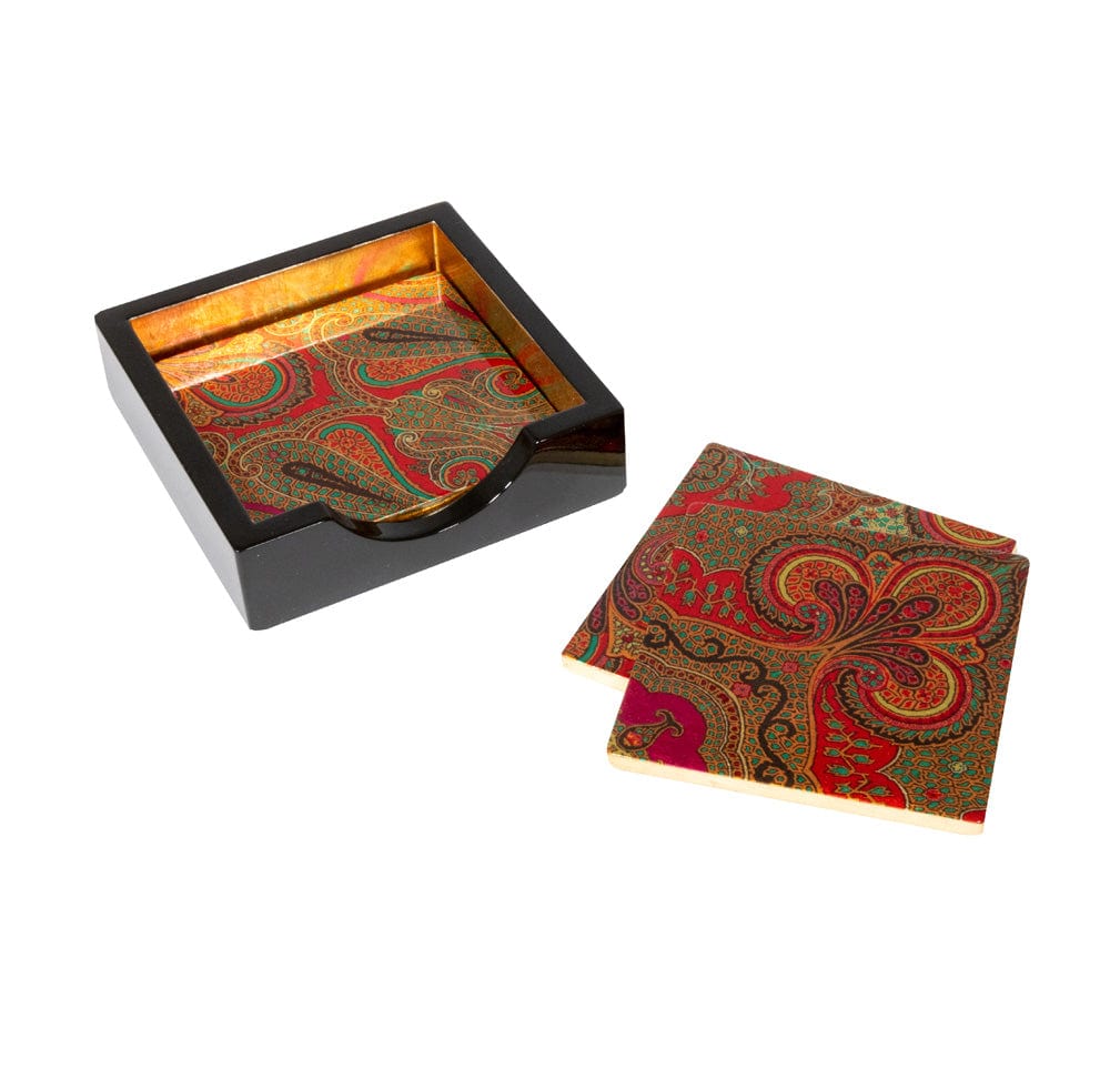 Caspari Jaipur Fuchsia Set Of 4 Lacquer Coasters