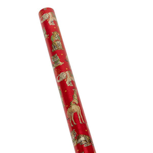 Caspari Wild Christmas Gift Wrapping Paper in Red - 30" x 6' Roll