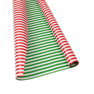 Caspari Club Stripe Reversible Gift Wrapping Paper in Red & Green - 30