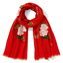 Load image into Gallery viewer, Edo Blossoms and Butterflies Embroidered Shawl