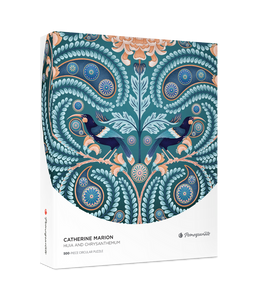 Catherine Marion: Huia and Chrysanthemum 500-Piece Circular Jigsaw Puzzle