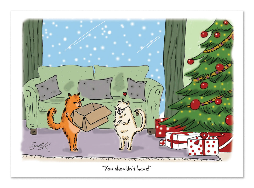 You Shouldn't Have Cartoon Christmas Card Set