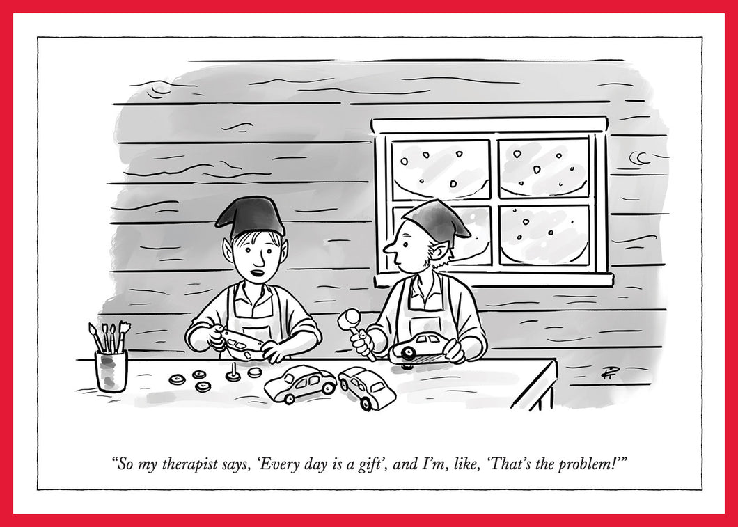 New Yorker Elf Therapy - Cartoon Christmas Card Set