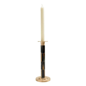 Caspari Large Horn and Bamboo Candlestick in Dark Brown - 1 Each