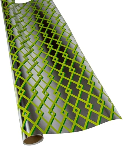 Caspari Trellis Green & Silver Foil Gift Wrapping Paper - 30 x 6 Roll