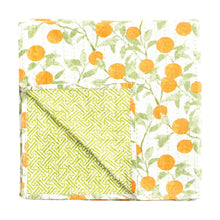 Load image into Gallery viewer, Caspari Reversible Kantha Table Cover in Orange Grove