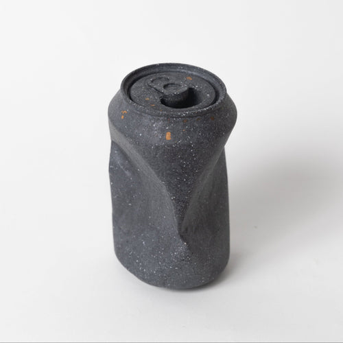 Concrete Soda Can Vase - Black Terrazzo