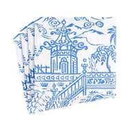 Caspari Pagoda Toile Cocktail Napkins- Blue