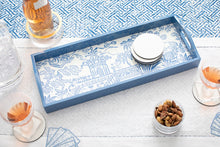 Load image into Gallery viewer, Caspari Pagoda Toile Lacquer Bar Tray - Blue