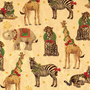 Caspari Wild Christmas Gift Wrapping Paper in Gold Foil - 30" x 6' Roll
