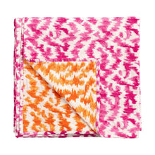 Load image into Gallery viewer, Caspari Reversible Kantha Table Cover in Orange &amp; Fuchsia Modern Moiré