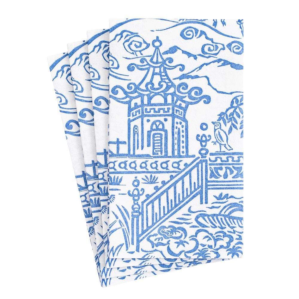 Caspari Pagoda Toile Blue Paper Guest Towel Napkins