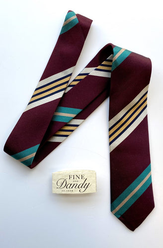Fine and Dandy Burgundy Striped Silk Tie