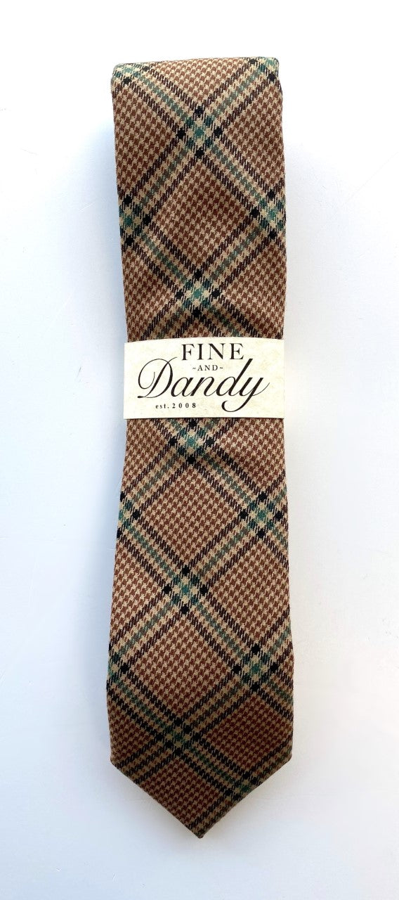 Fine and Dandy Tan Glen Plaid Wool Tie