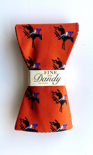 Fine and Dandy Orange Equestrian & Glen Plaid Reversible Bow Tie