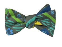 Load image into Gallery viewer, Fine and Dandy Green Garden Print Cotton Bow Tie