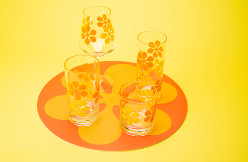 Modfest Acrylic Stemmed Wine Glass Set- Yellow/Orange