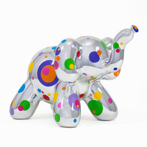 Balloon Money Bank Elephant- Silver Polka Dot Multicolor