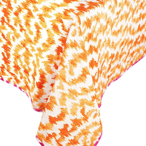 Caspari Reversible Kantha Table Cover in Orange & Fuchsia Modern Moiré