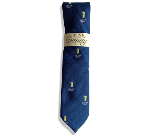 Fine and Dandy Blue Gin and Tonic Silk Tie