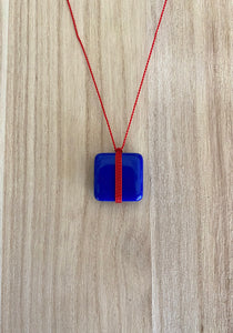 Kappos Ellsworth Kelly Blue Square with Red Stripe Necklace