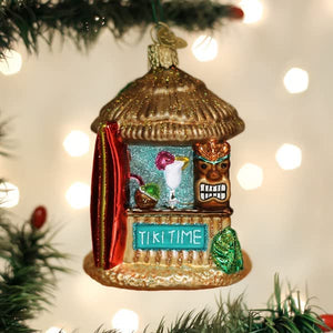 Tiki Hut Glass Ornament